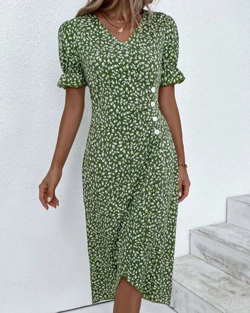 Rosa | Vestido envolvente elegante con estampado floral y escote en V