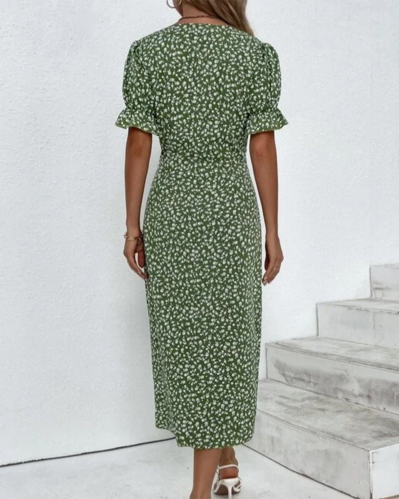 Rosa | Vestido envolvente elegante con estampado floral y escote en V