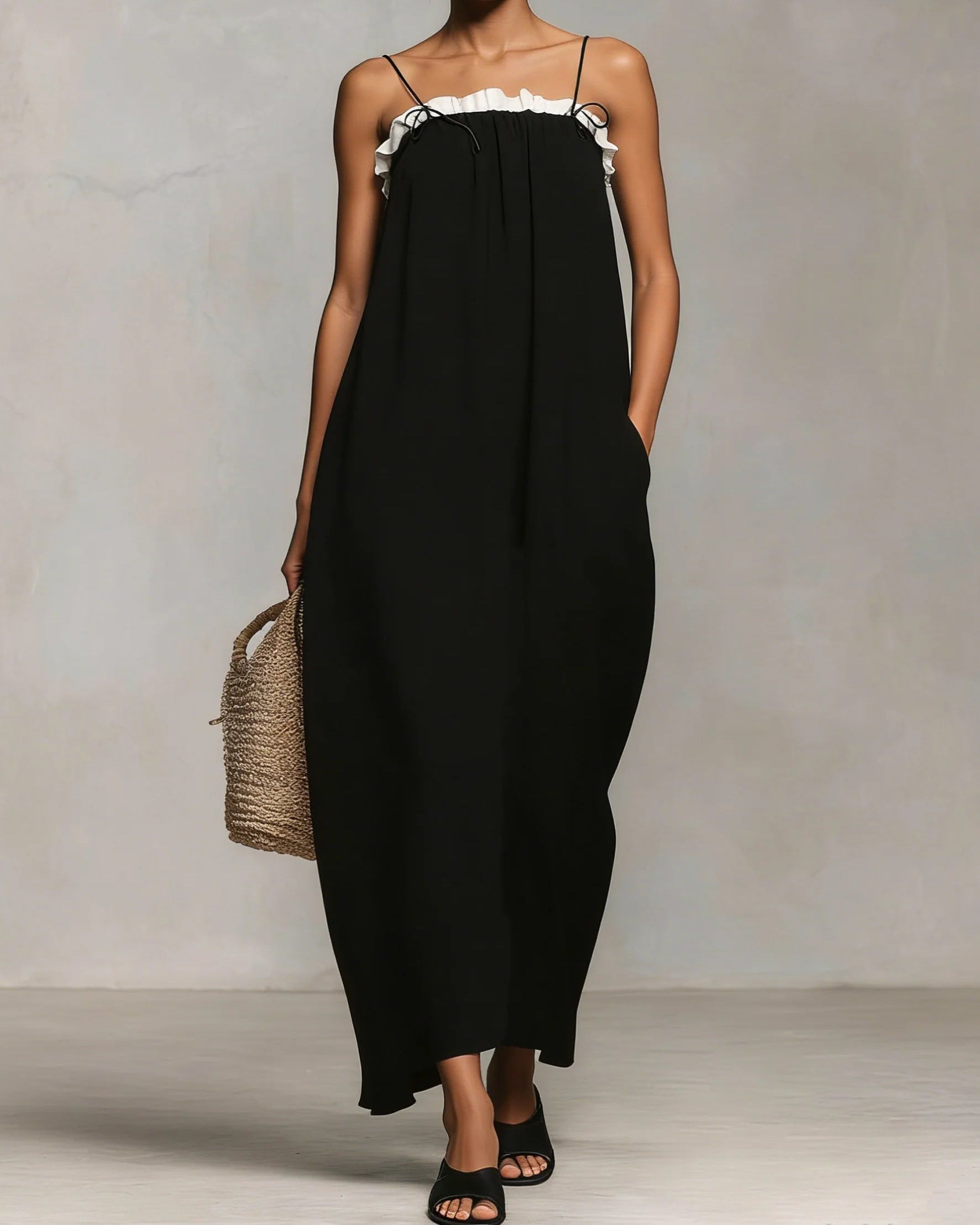 Mirelle™ | Vestido Maxi con Bloques de Color y Tirantes Espagueti