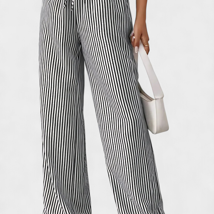Sabrina | Pantalones Rectos Ligeros con Cintura Ajustable a Rayas