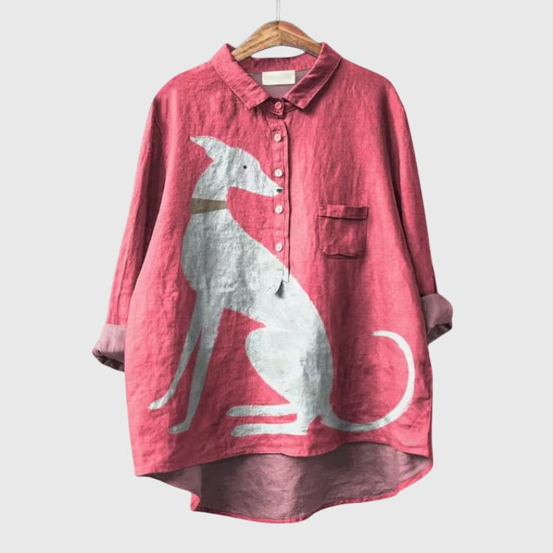 TESSA – CAMISA CON ESTAMPADO DE PERRO JUGUETÓN
