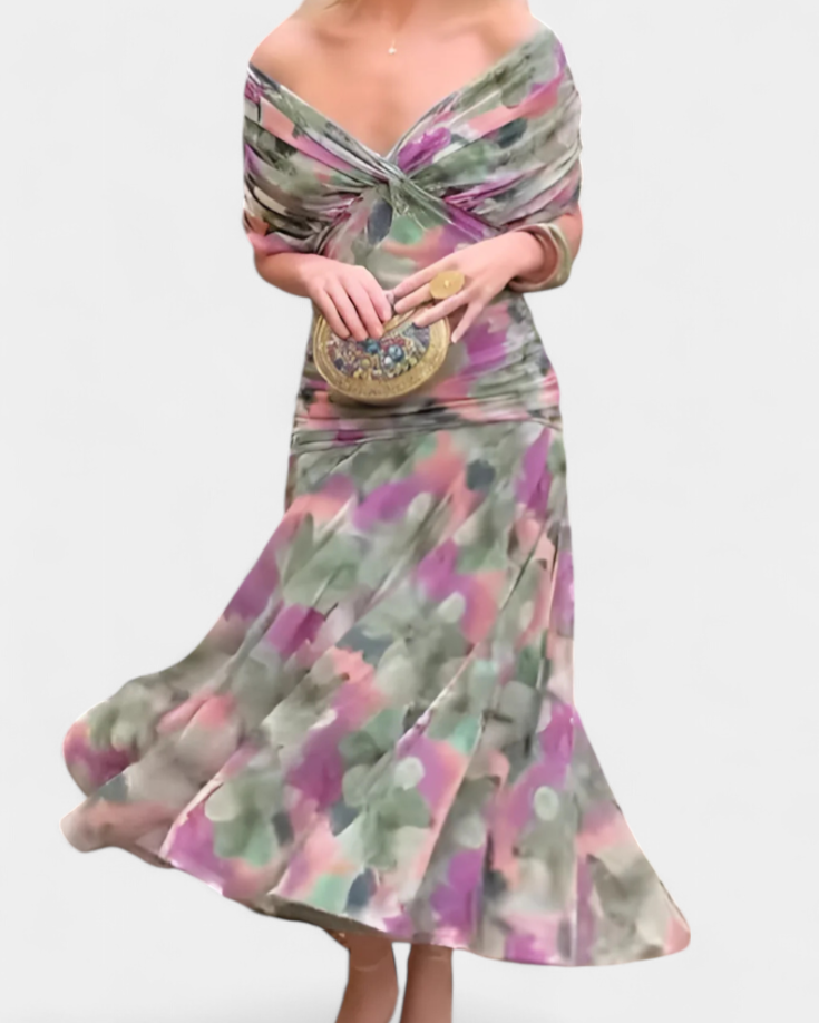 Alondra Vestido Largo con Estampado Floral Fantasía y Escote en V