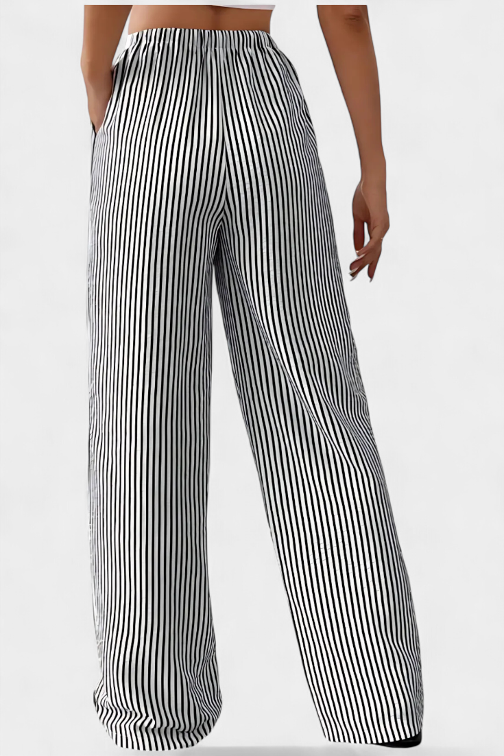 Sabrina | Pantalones Rectos Ligeros con Cintura Ajustable a Rayas