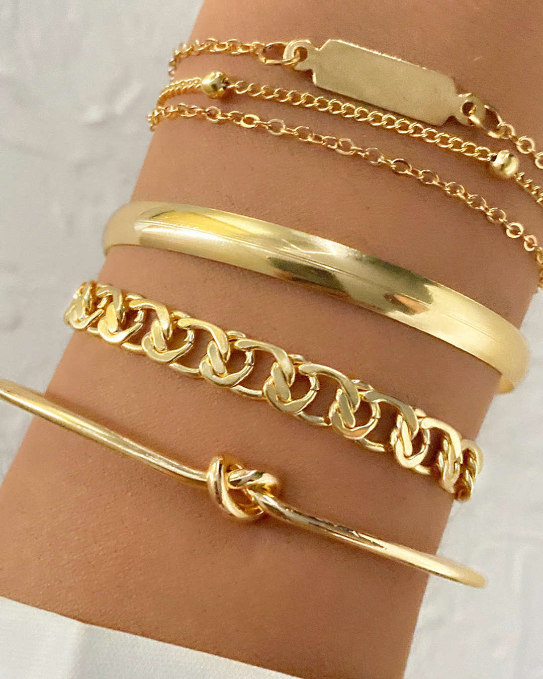 Juego de Pulseras de Cadena de Metal de 4 Piezas
