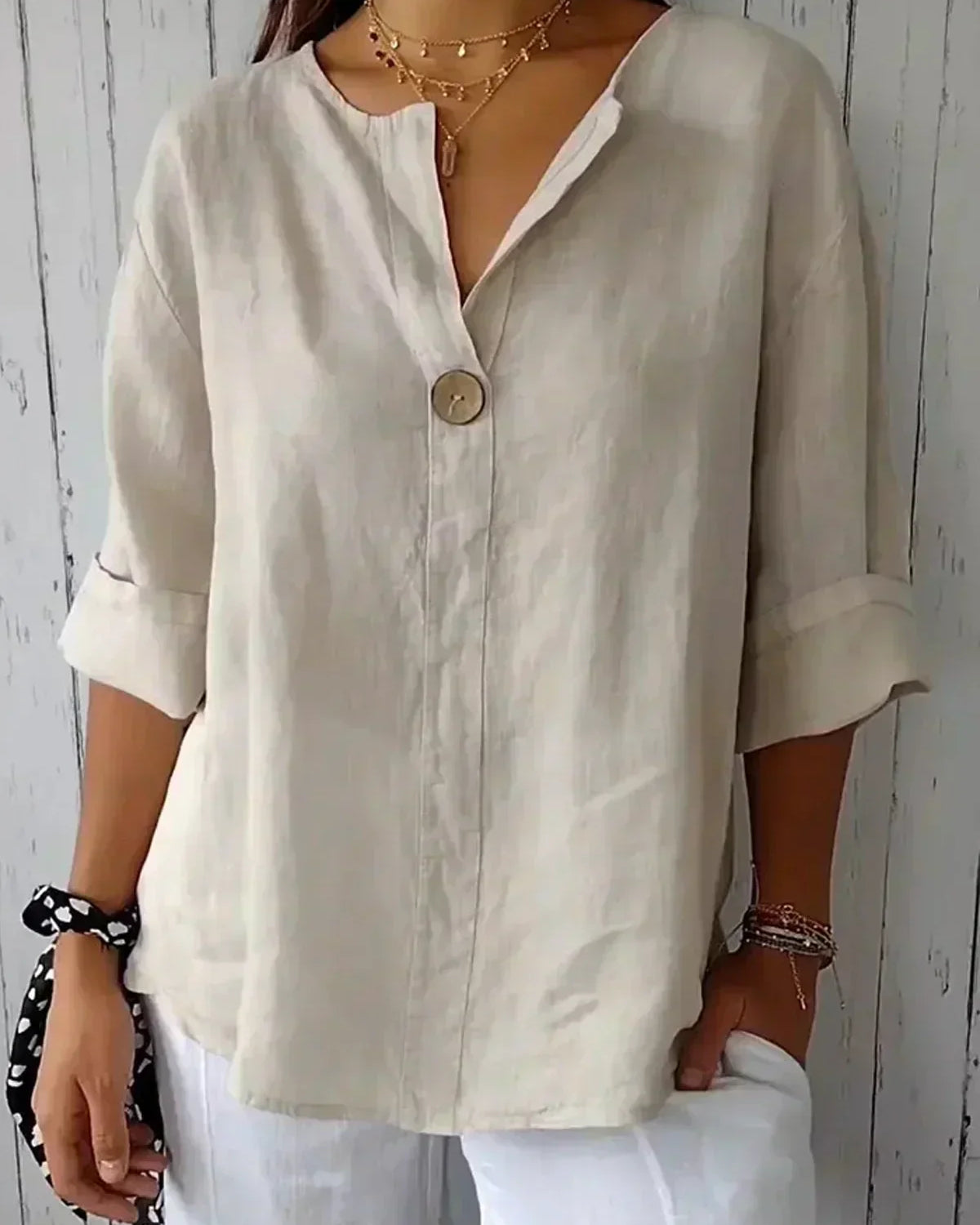 Aria | Blusa Casual de Manga Corta con Escote en V