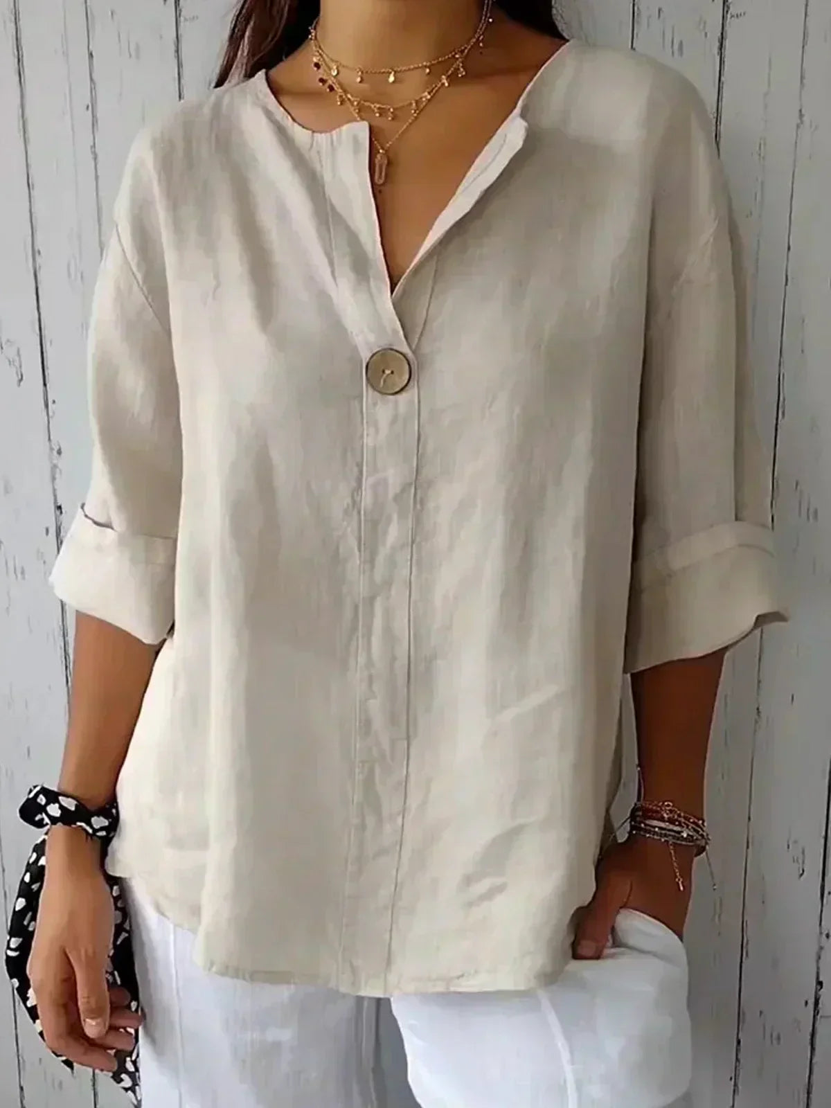 Aria | Blusa Casual de Manga Corta con Escote en V