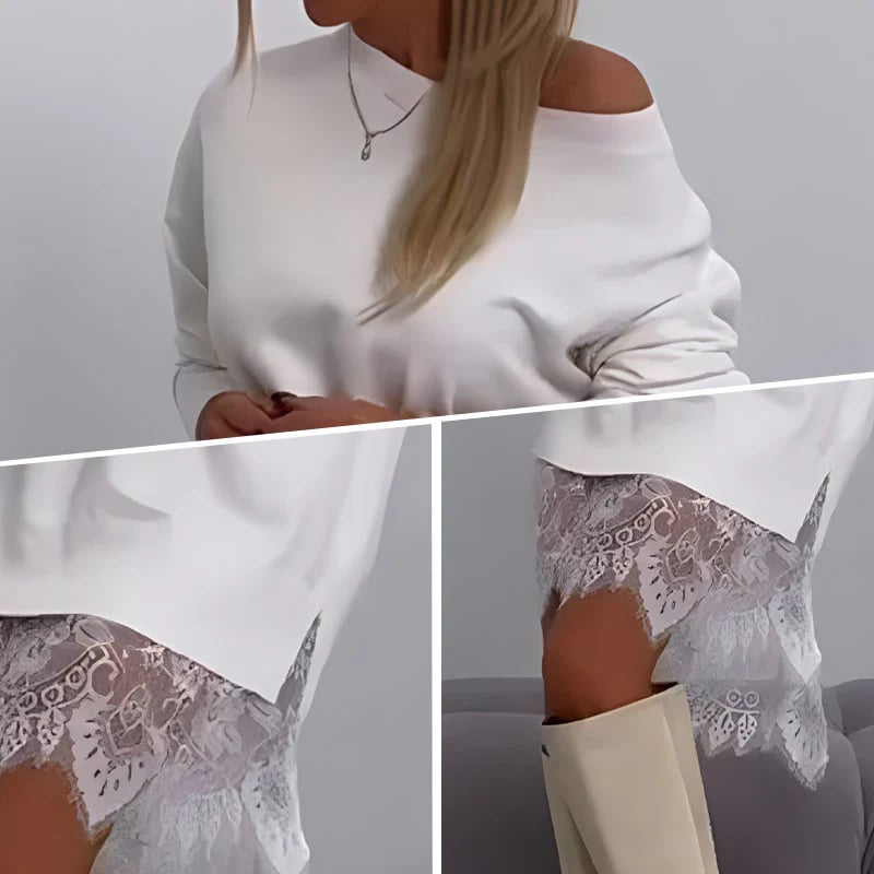 SOLENE – FALDA MIDI SUELTA CON DETALLE DE ENCAJE Y RANURA