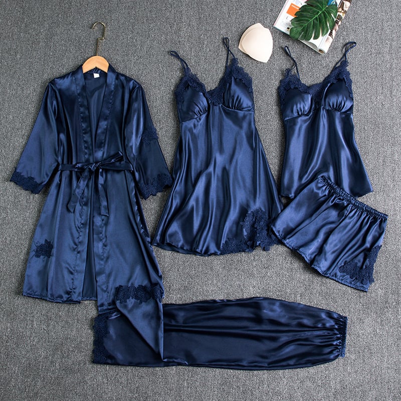 Conjunto de vestido de noche de seda helada para damas - 5 piezas elegantes