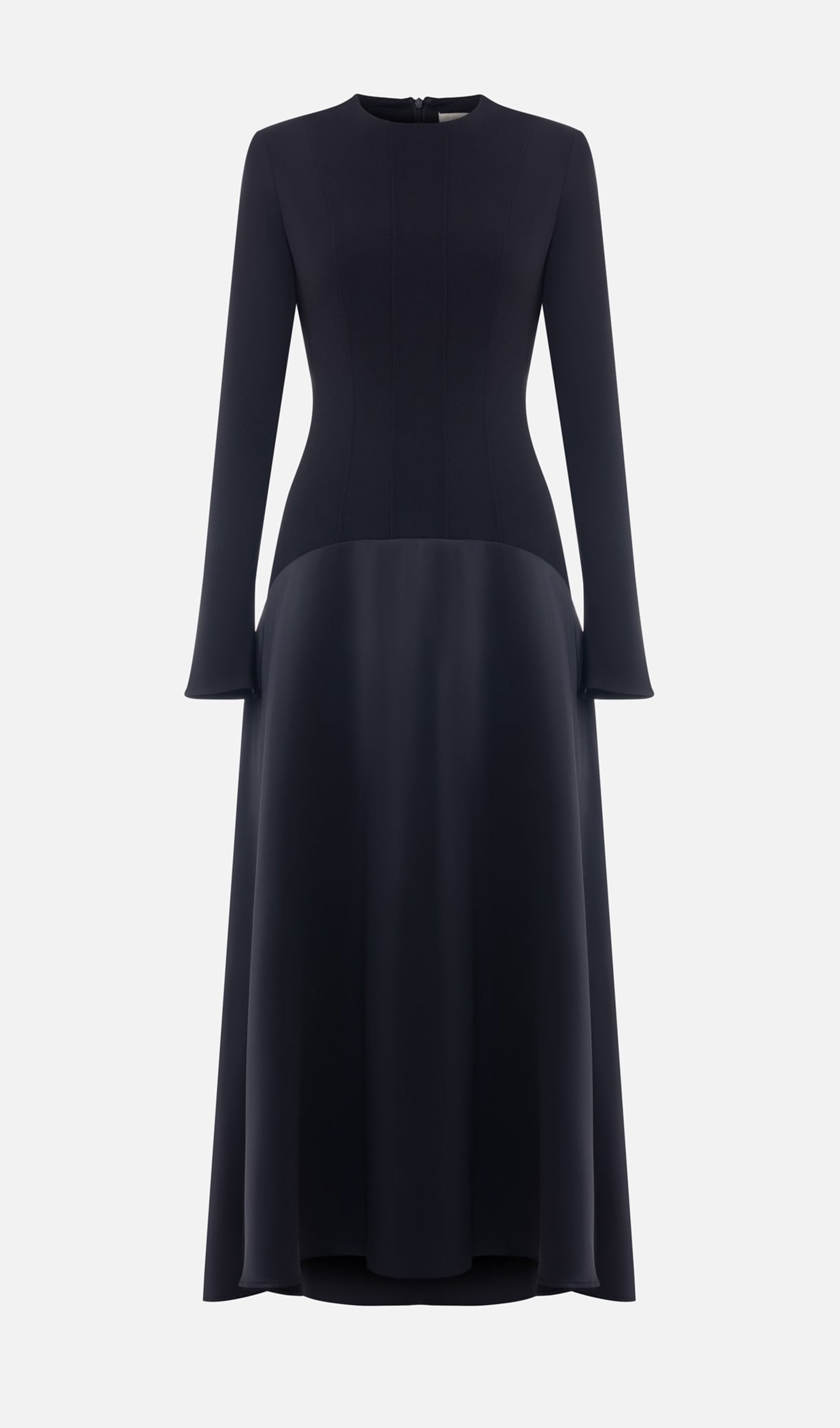 VESTIDO LARGO DE PUNTO Y SATÉN