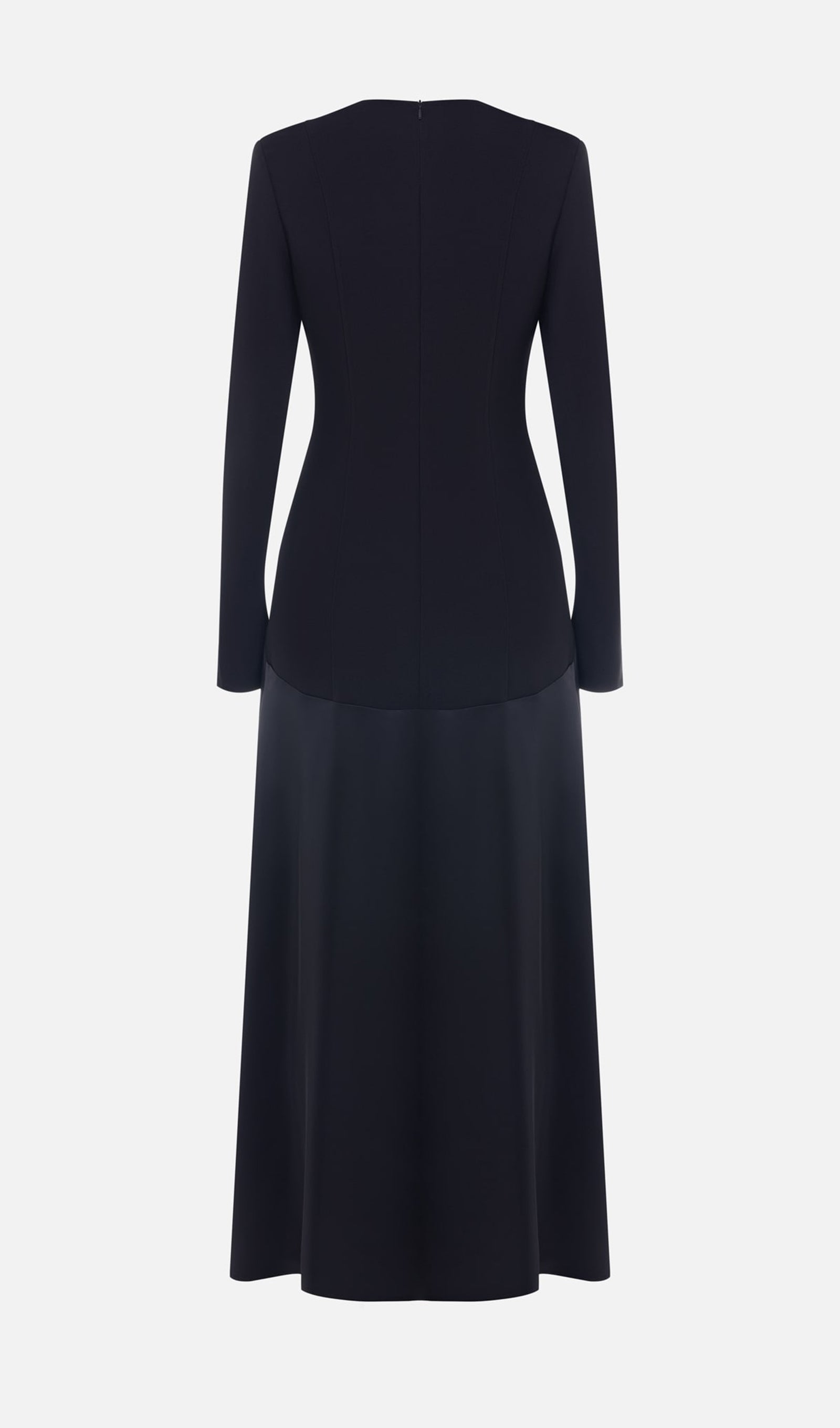 VESTIDO LARGO DE PUNTO Y SATÉN