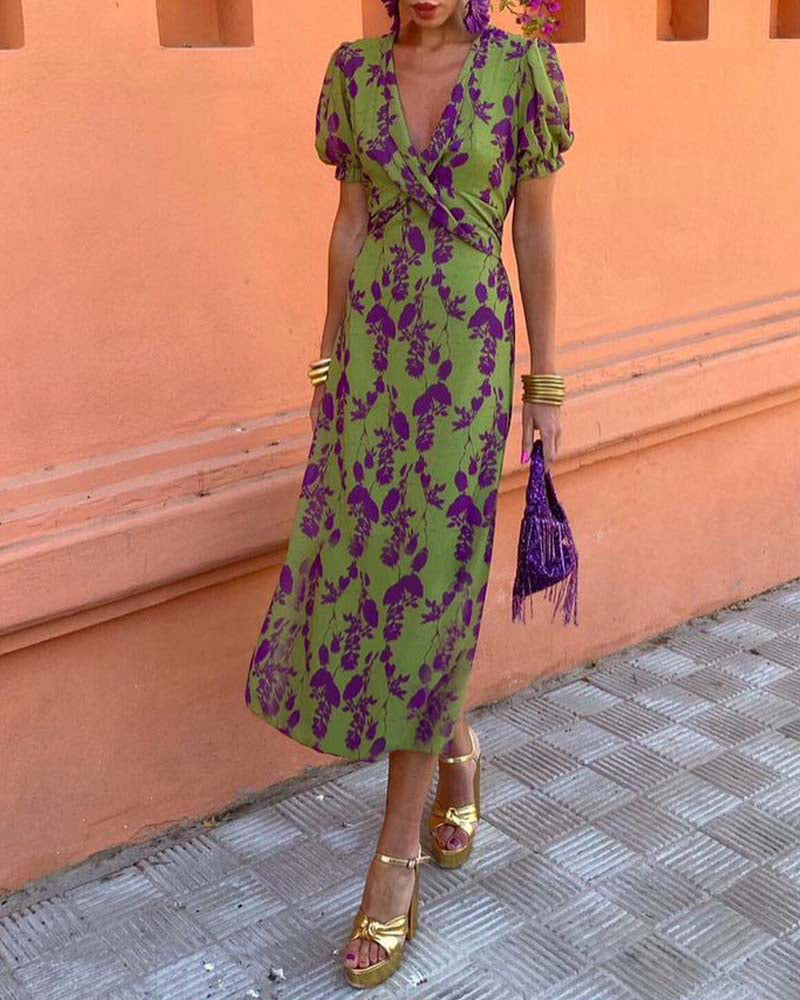Brie | Vestido Midi Floral con Escote en V