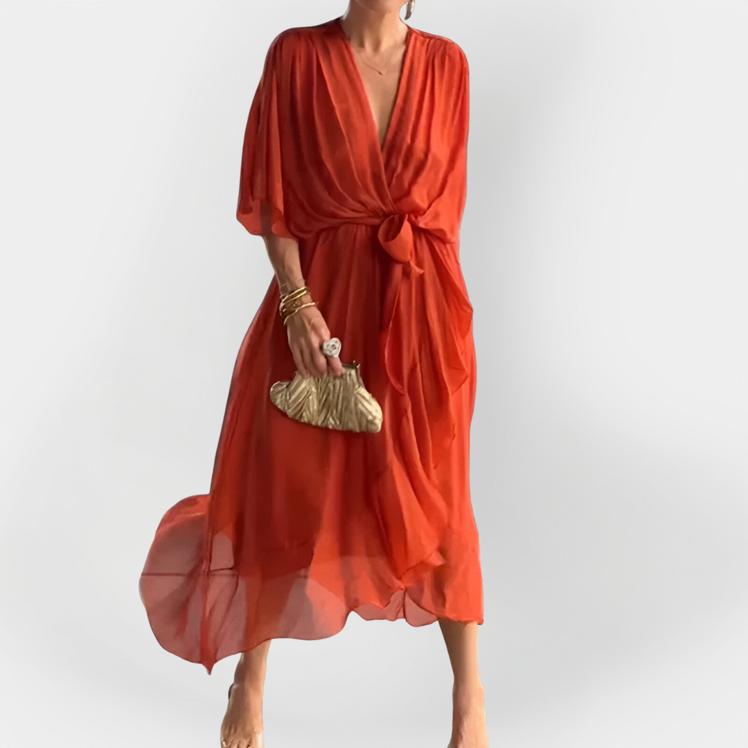 Vestido de Chiffon con Escote en V