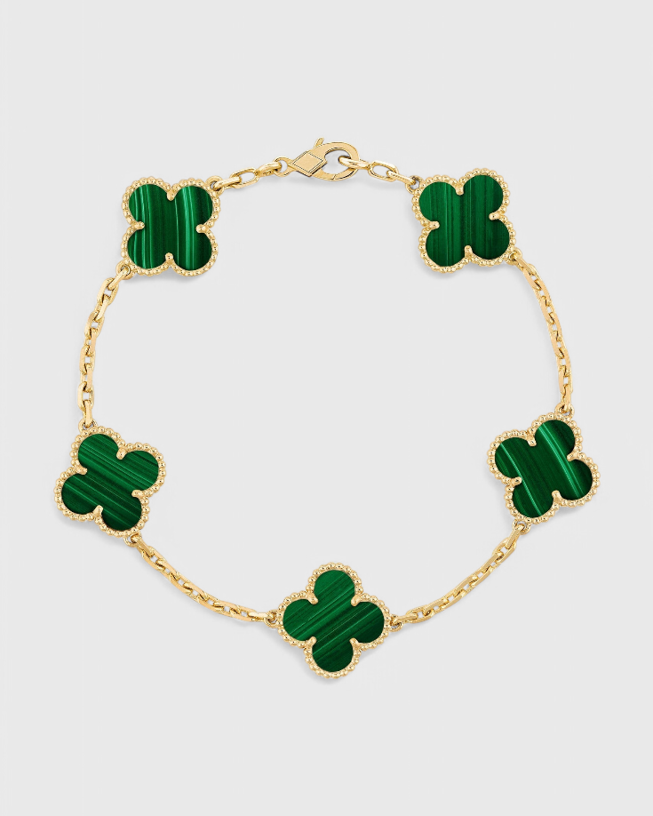 Pulsera con Motivo de Trébol y Elegancia Baño de Oro