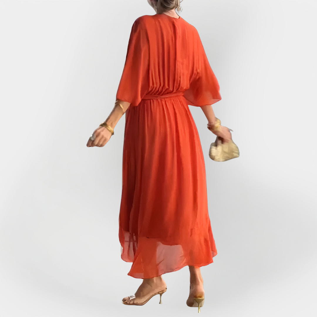 Vestido de Chiffon con Escote en V