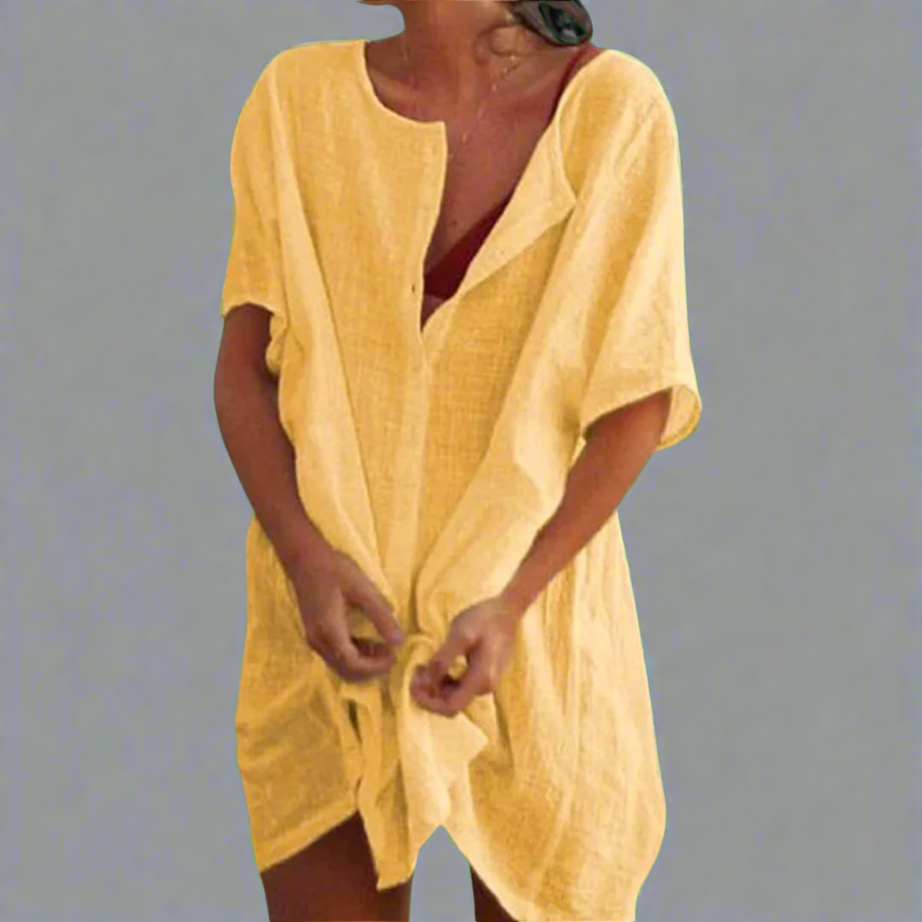 Vestido de verano orgánico hecho de algodón y lino para momentos cómodos de verano