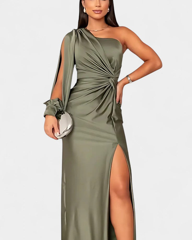 Charlotte Vestido Asimétrico Drapado de Un Hombro