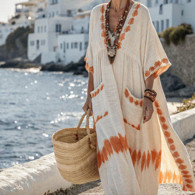 Túnica Caftán "Faustine" – Ocre de Naxos