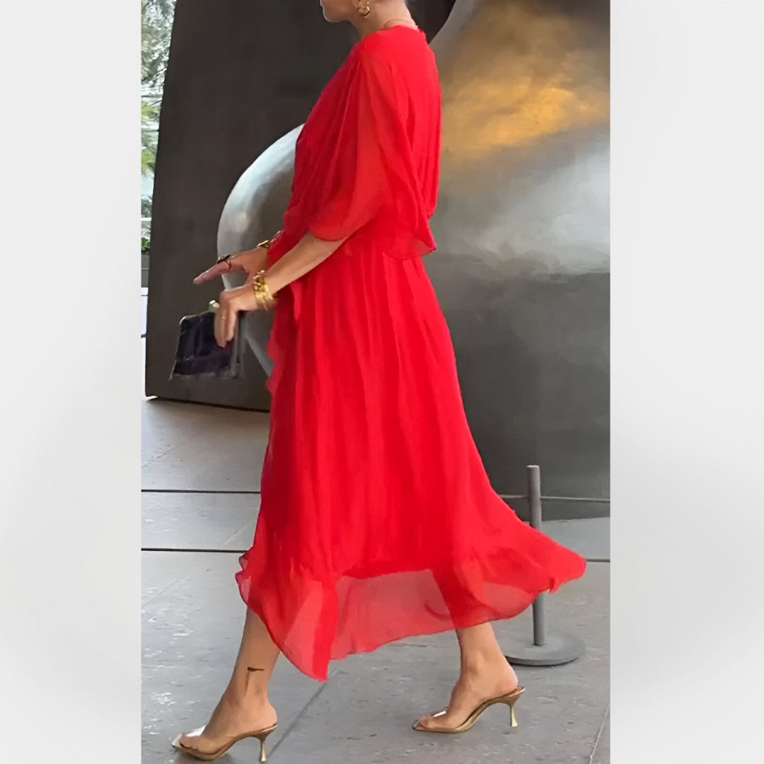 Vestido de Chiffon con Escote en V
