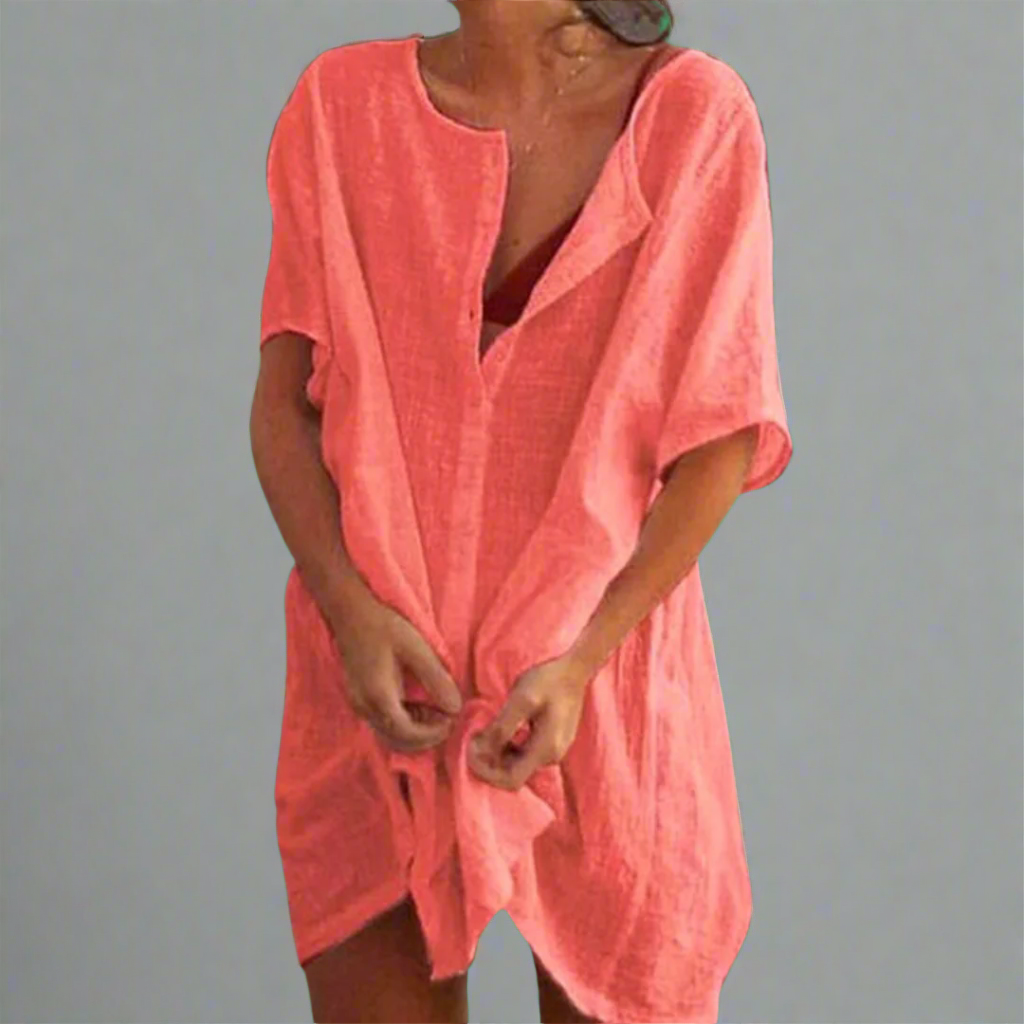 Vestido de verano orgánico hecho de algodón y lino para momentos cómodos de verano