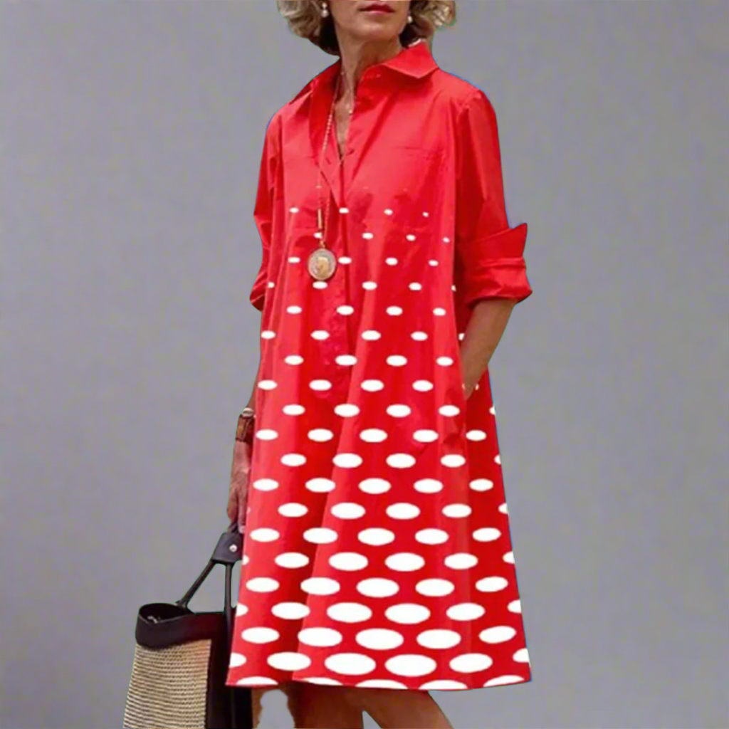 Vestido Midi Hecho a Mano con Diseño de Lunares