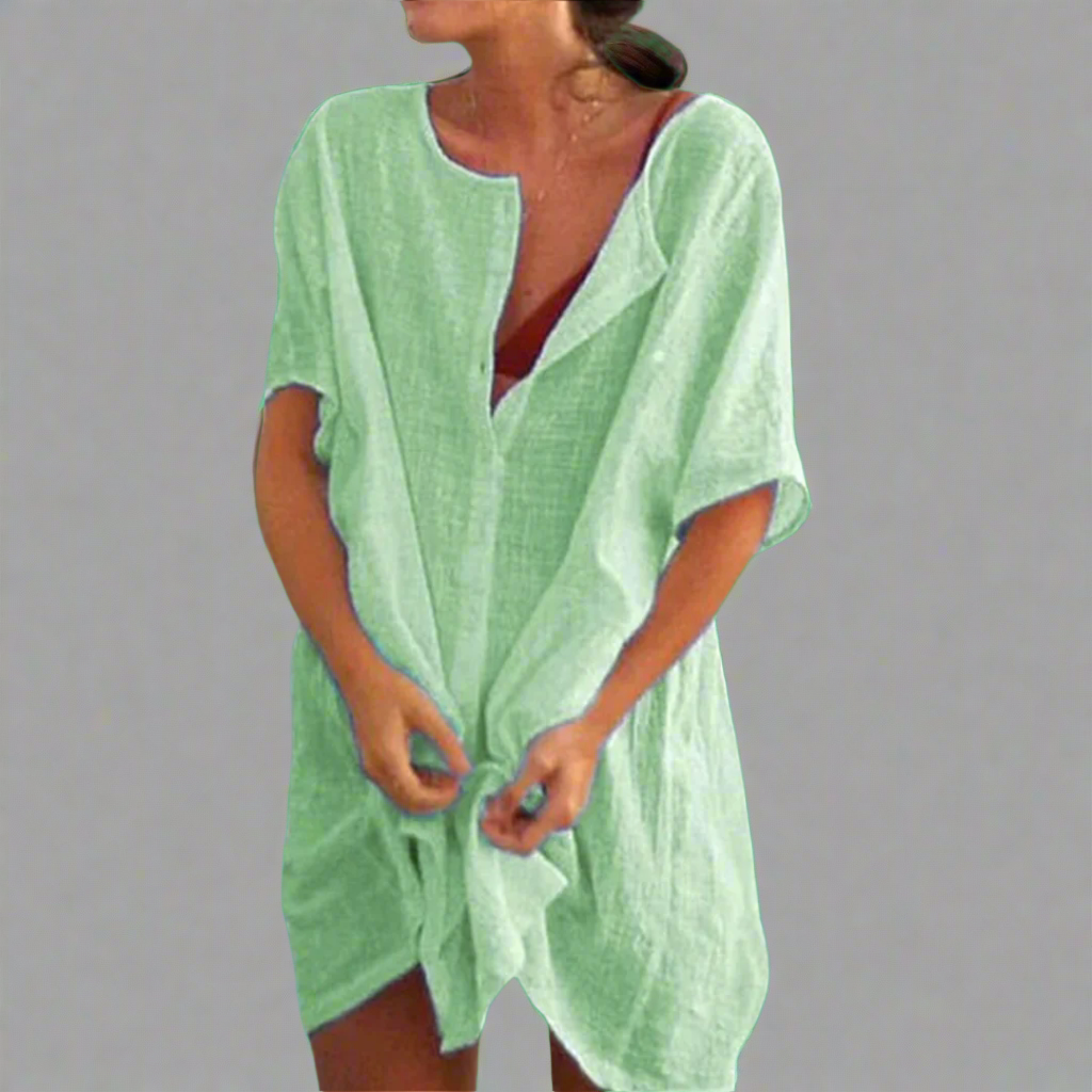 Vestido de verano orgánico hecho de algodón y lino para momentos cómodos de verano