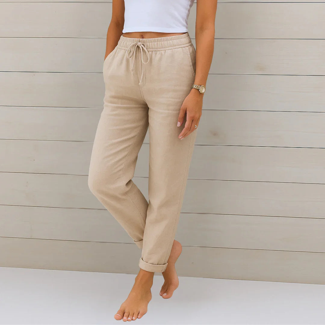 ELORA | PANTALONES DE LINO TRANSPIRABLE DE PRIMERA CALIDAD