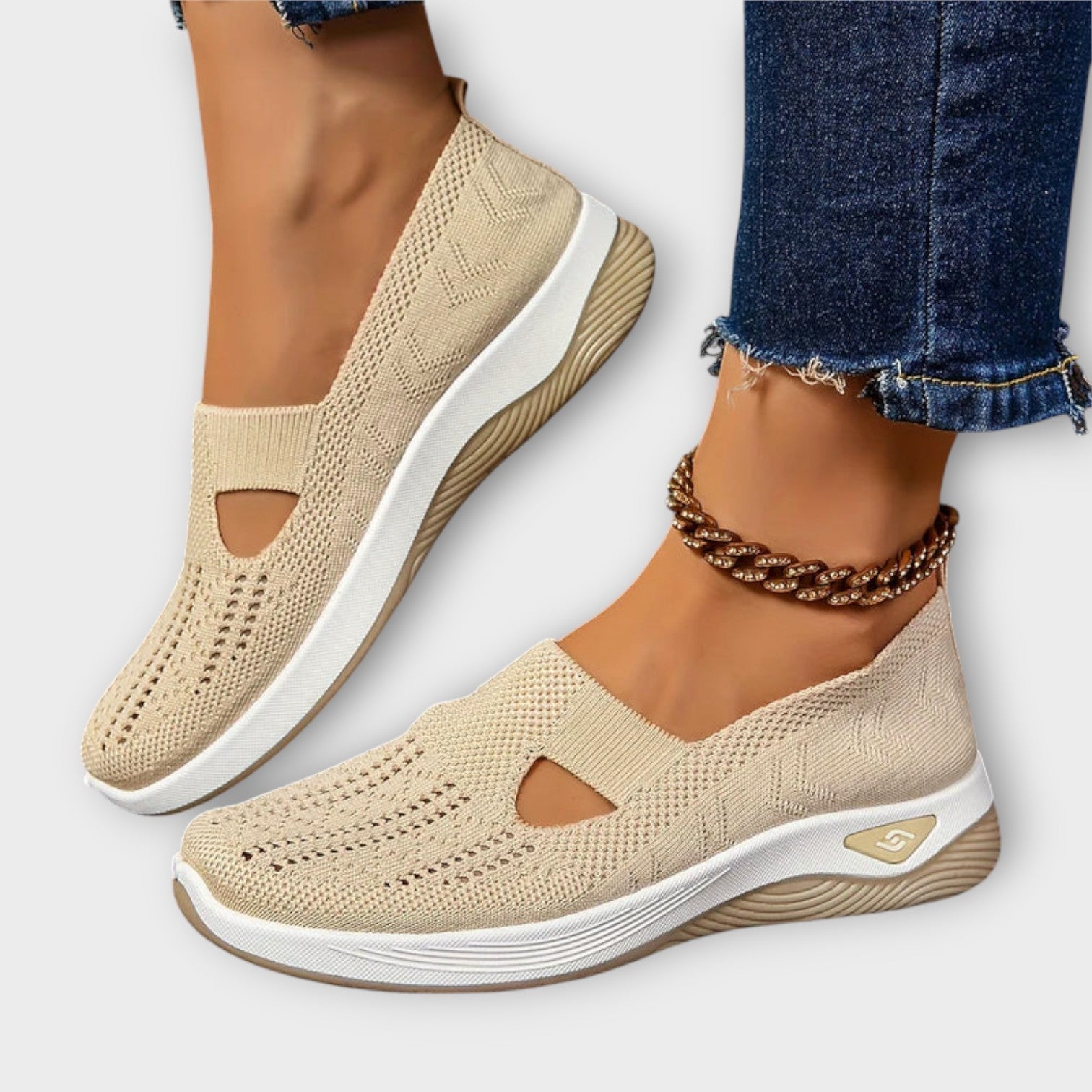 Zapatos de caminar de punto cómodos y sin cordones