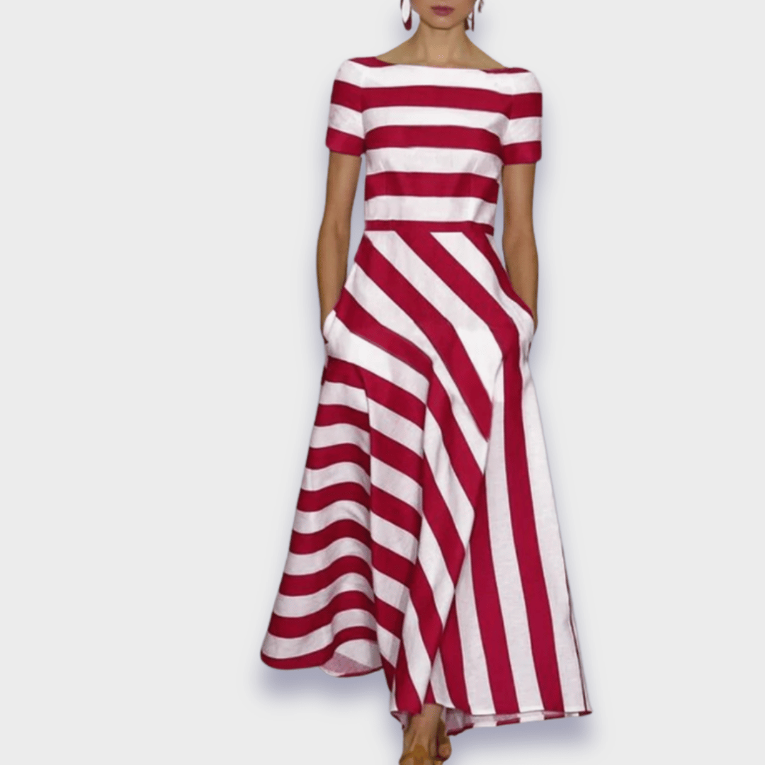 Vestido Largo a Rayas Hecho a Mano
