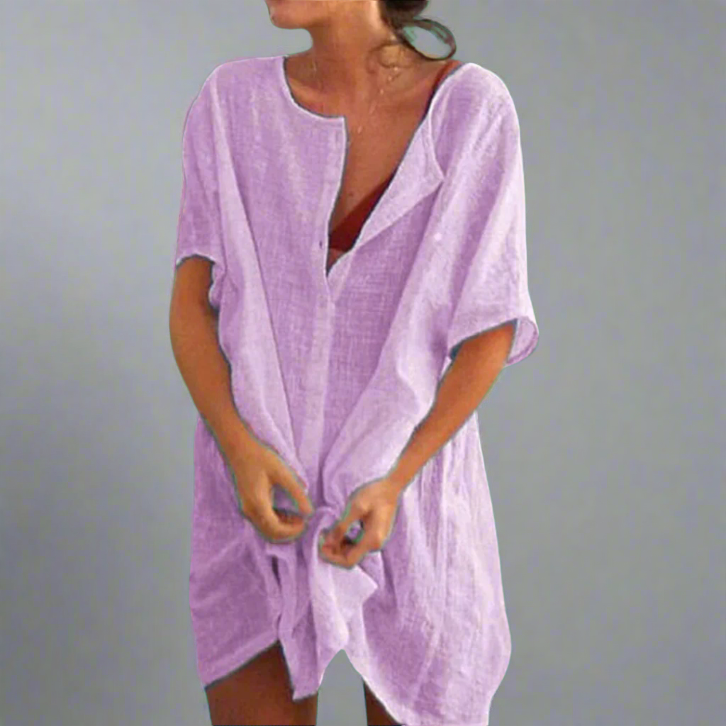 Vestido de verano orgánico hecho de algodón y lino para momentos cómodos de verano