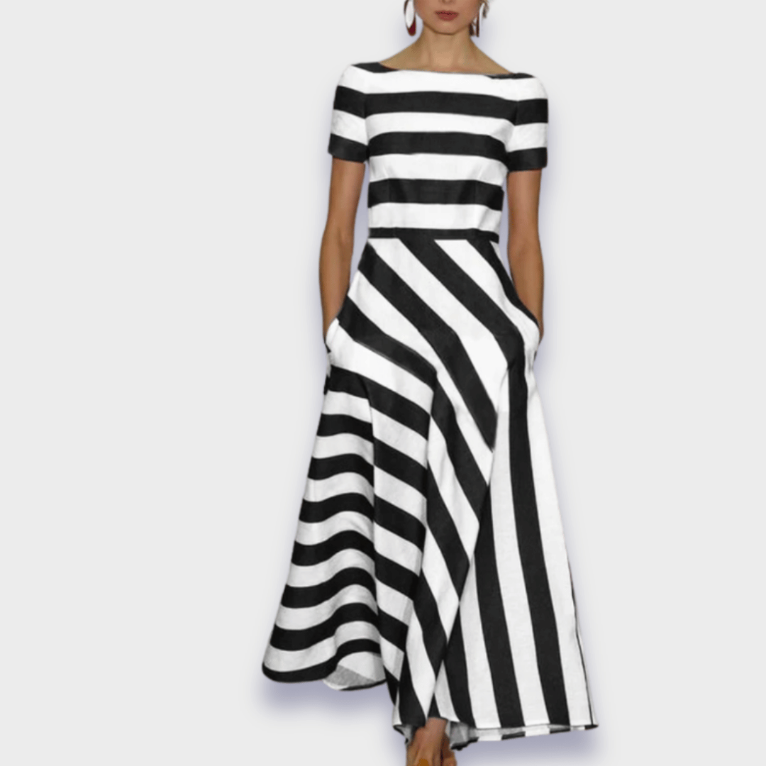 Vestido Largo a Rayas Hecho a Mano