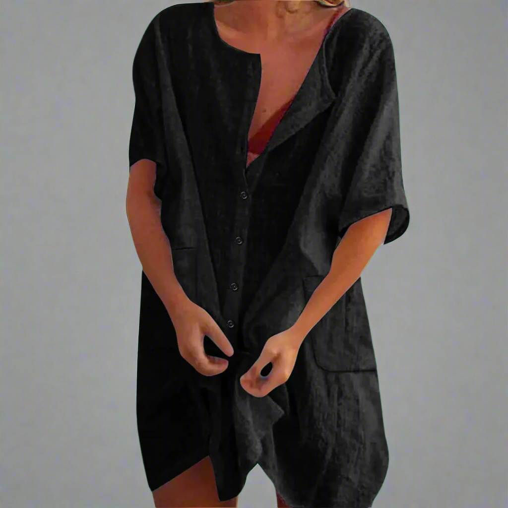 Vestido de verano orgánico hecho de algodón y lino para momentos cómodos de verano
