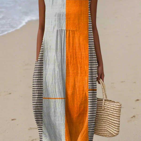 Ana | Vestido Midi con Bloques de Colores