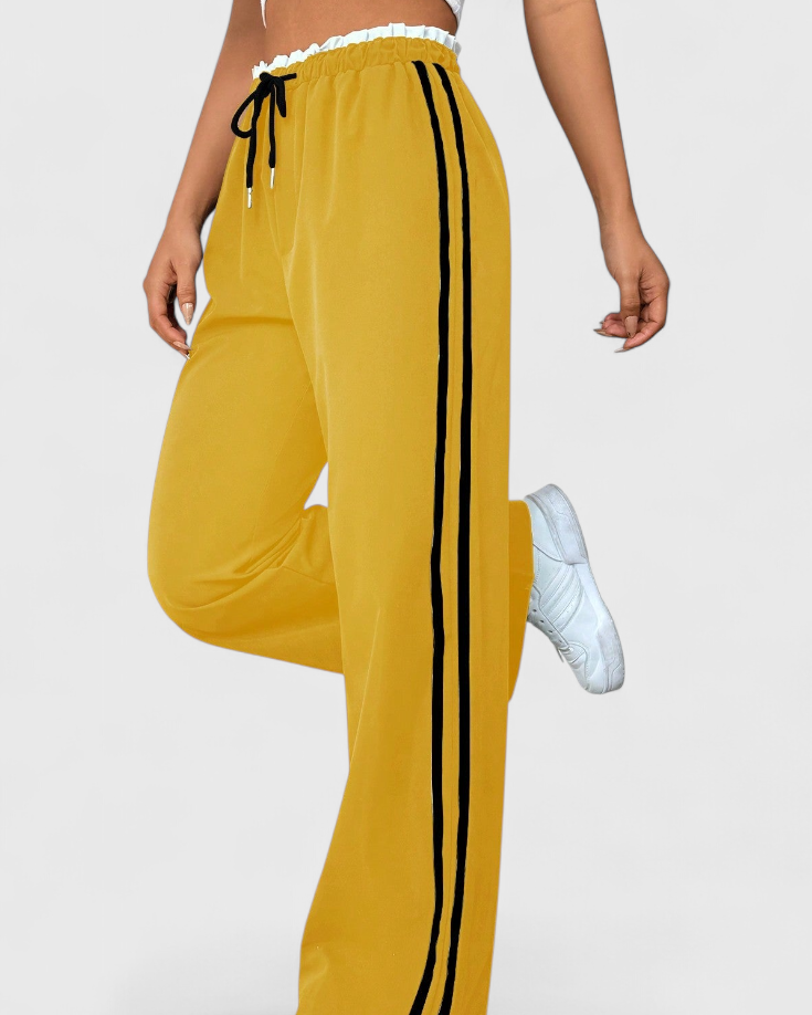 Alanys Pantalón Deportivo de Pierna Ancha con Detalle Lateral