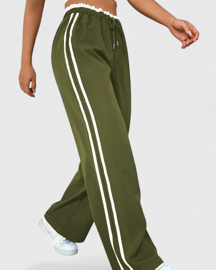 Alanys Pantalón Deportivo de Pierna Ancha con Detalle Lateral