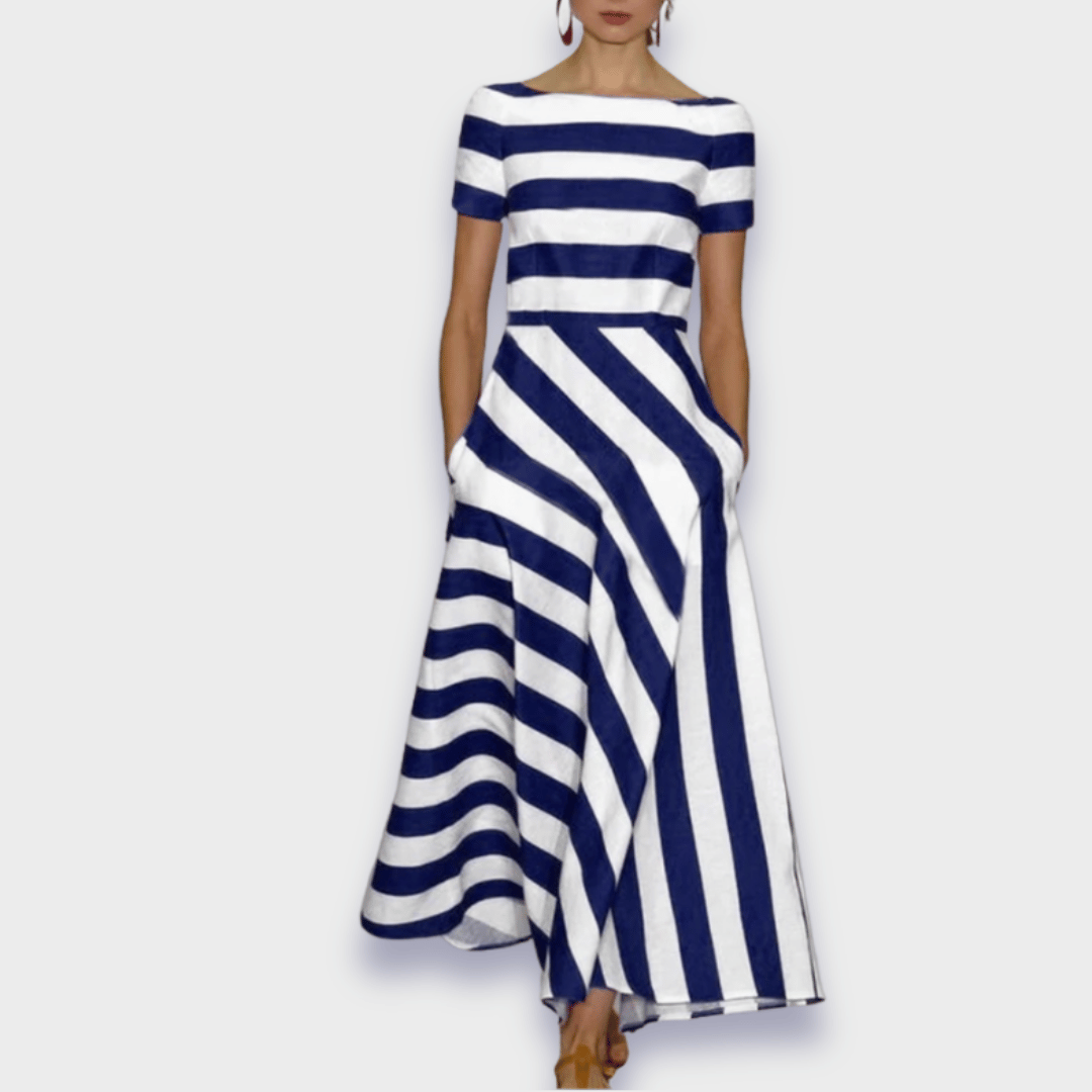Vestido Largo a Rayas Hecho a Mano