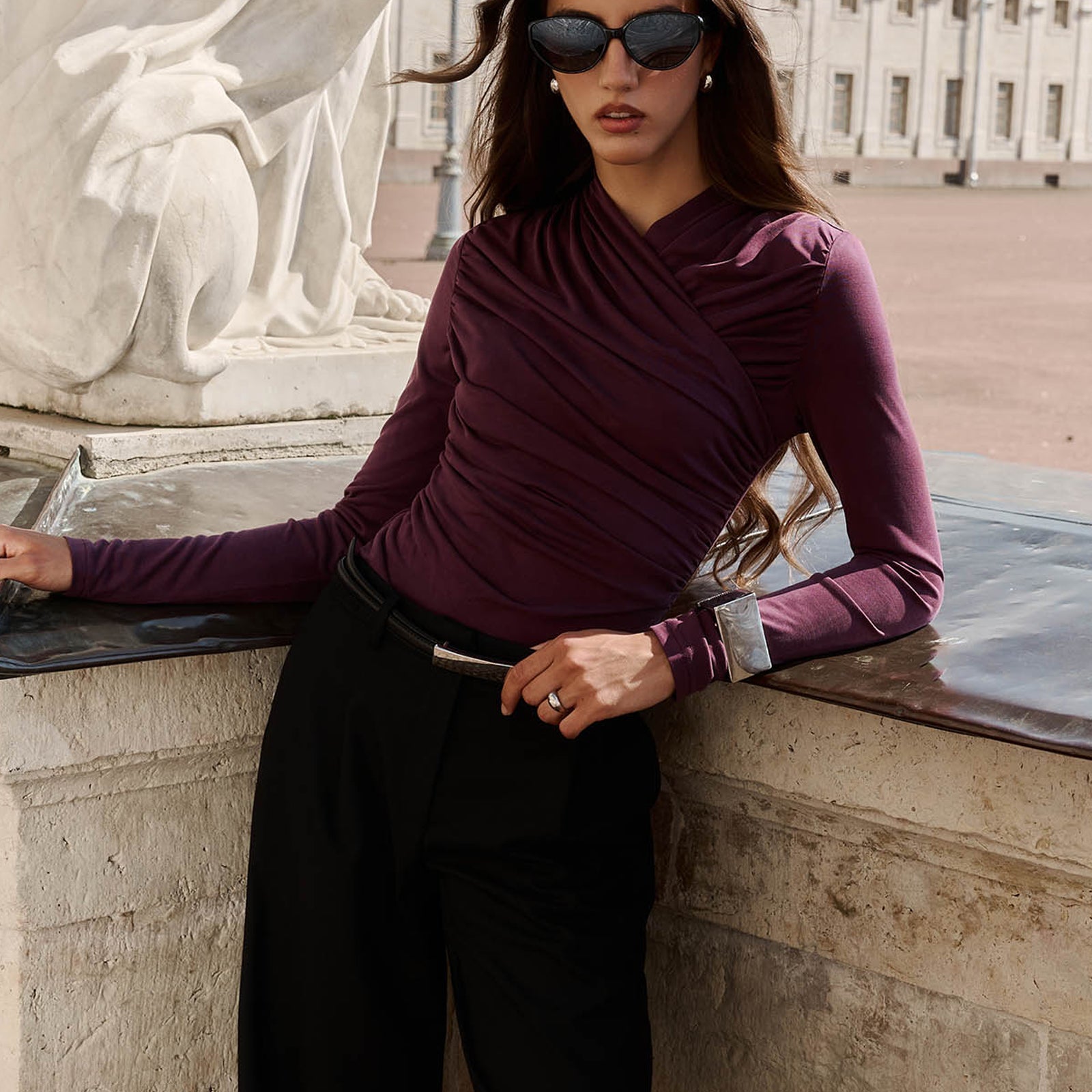 BLUSA DE PUNTO CON PLIEGUES