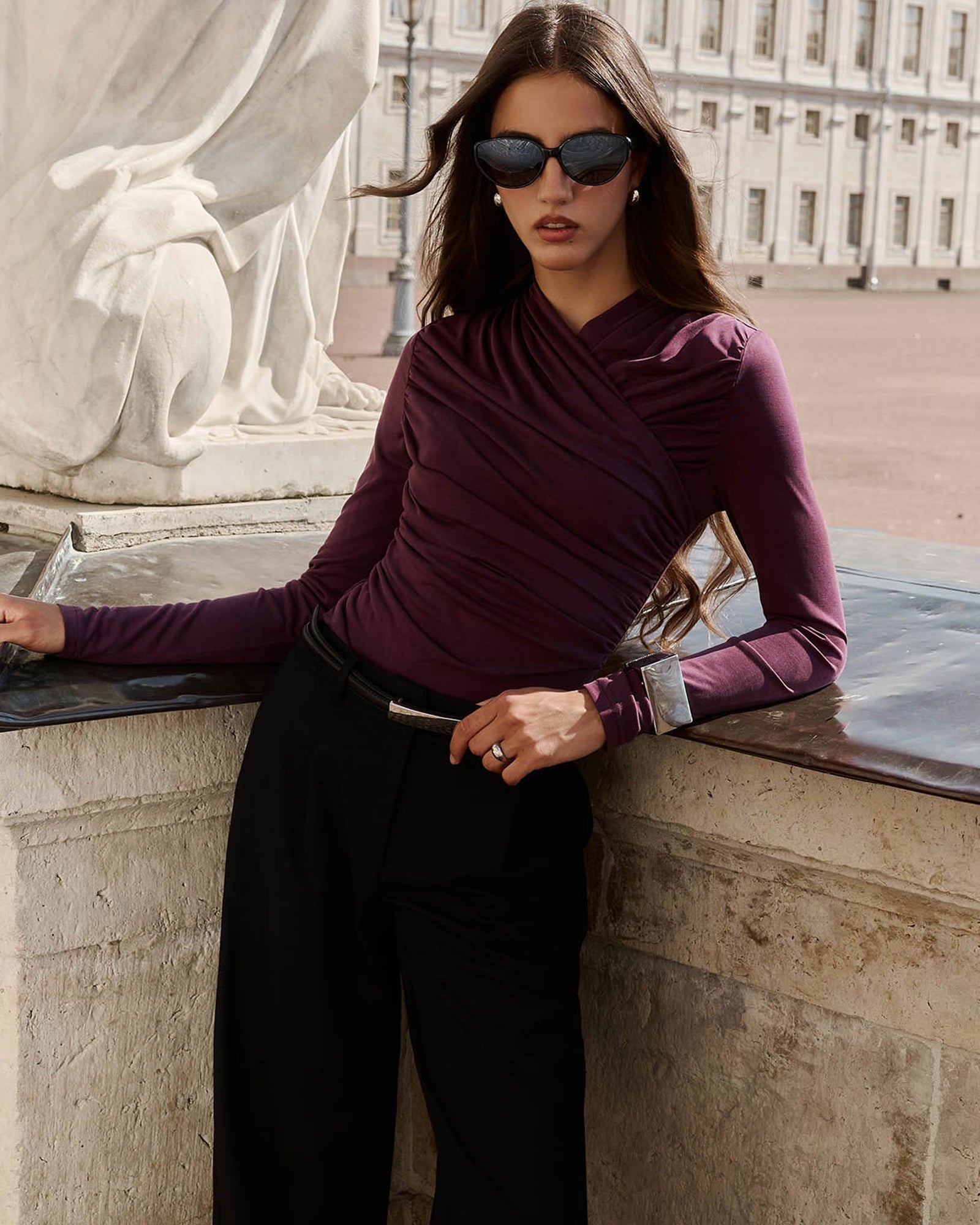 BLUSA DE PUNTO CON PLIEGUES
