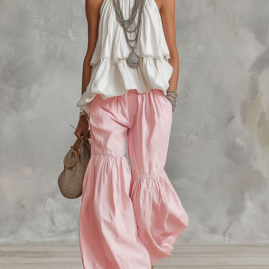 Conjunto de top sin mangas y pantalones de cuello alto