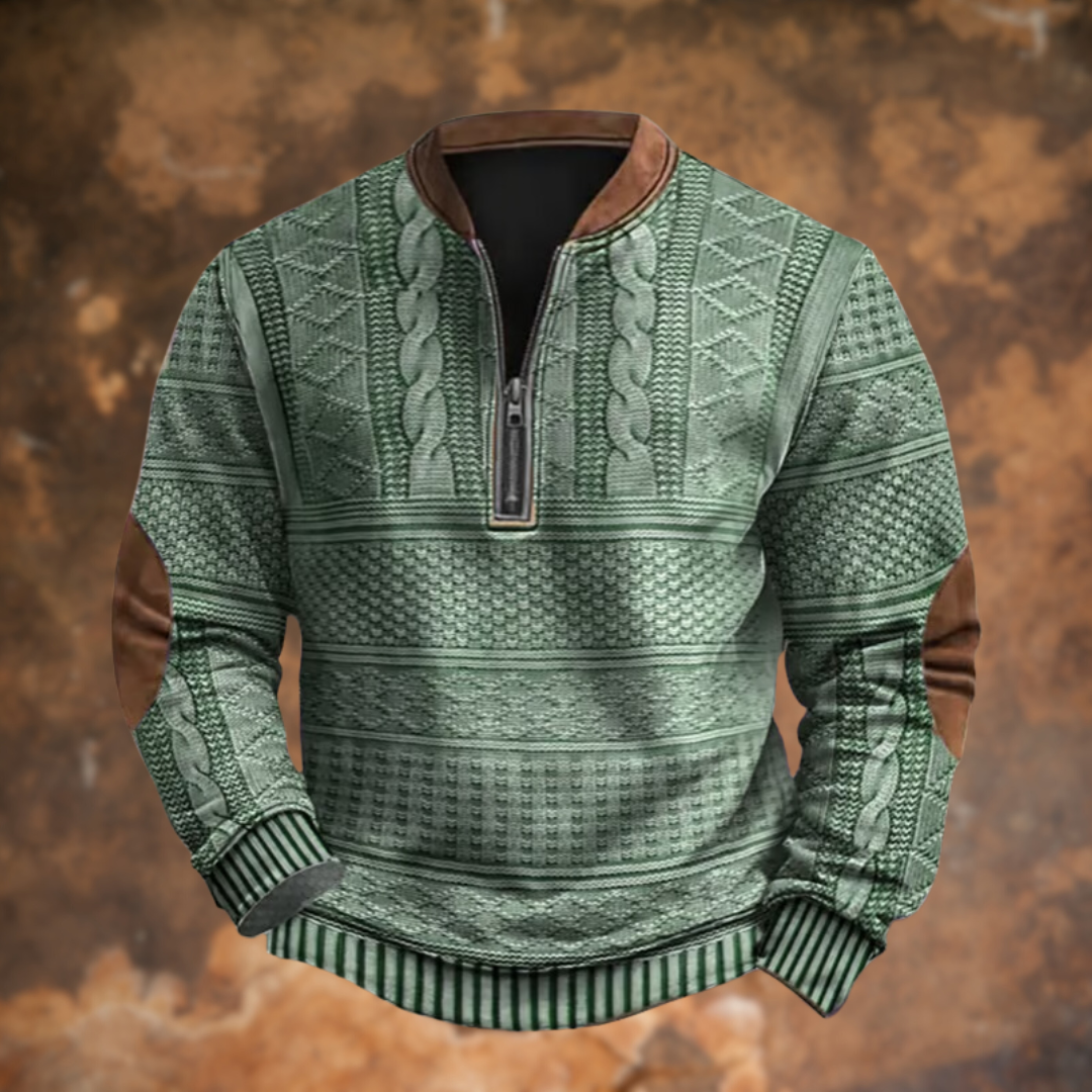 FORD – SUÉTER PULLOVER DE MEDIA CREMALLERA TEXTURADO