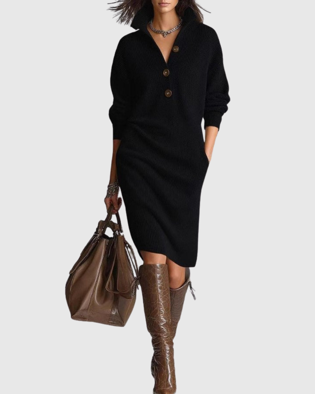 ARIANELL | VESTIDO MIDI DE PUNTO DE LANA DE INVIERNO