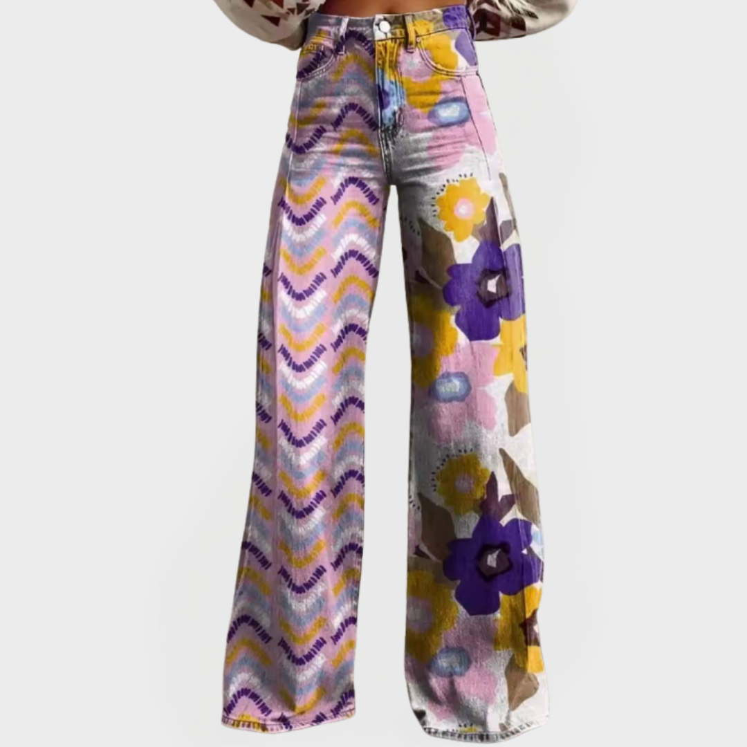 Pantalones Elegantes con Piernas Anchas y Patrones