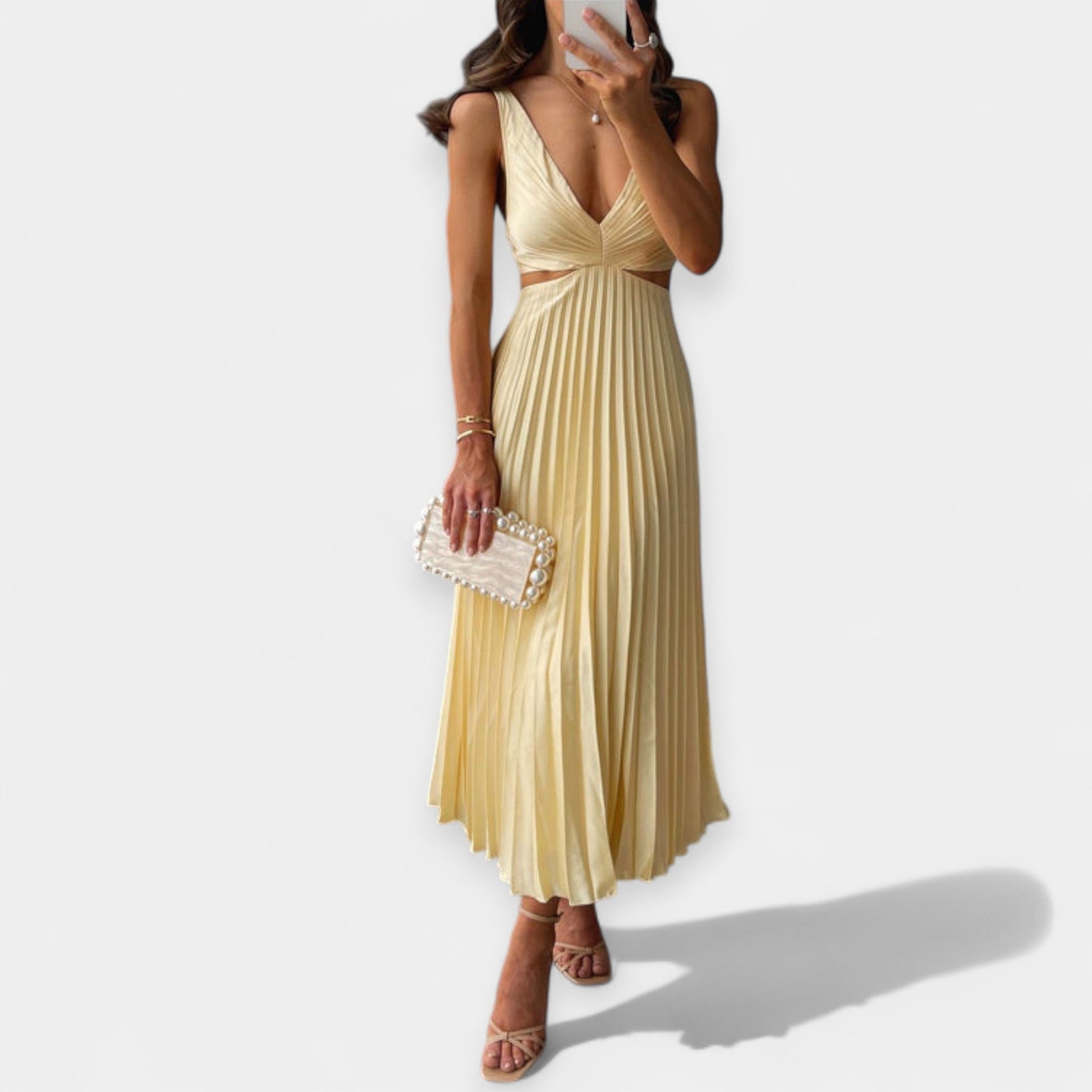 Vestido Maxi con Diseño Plisado