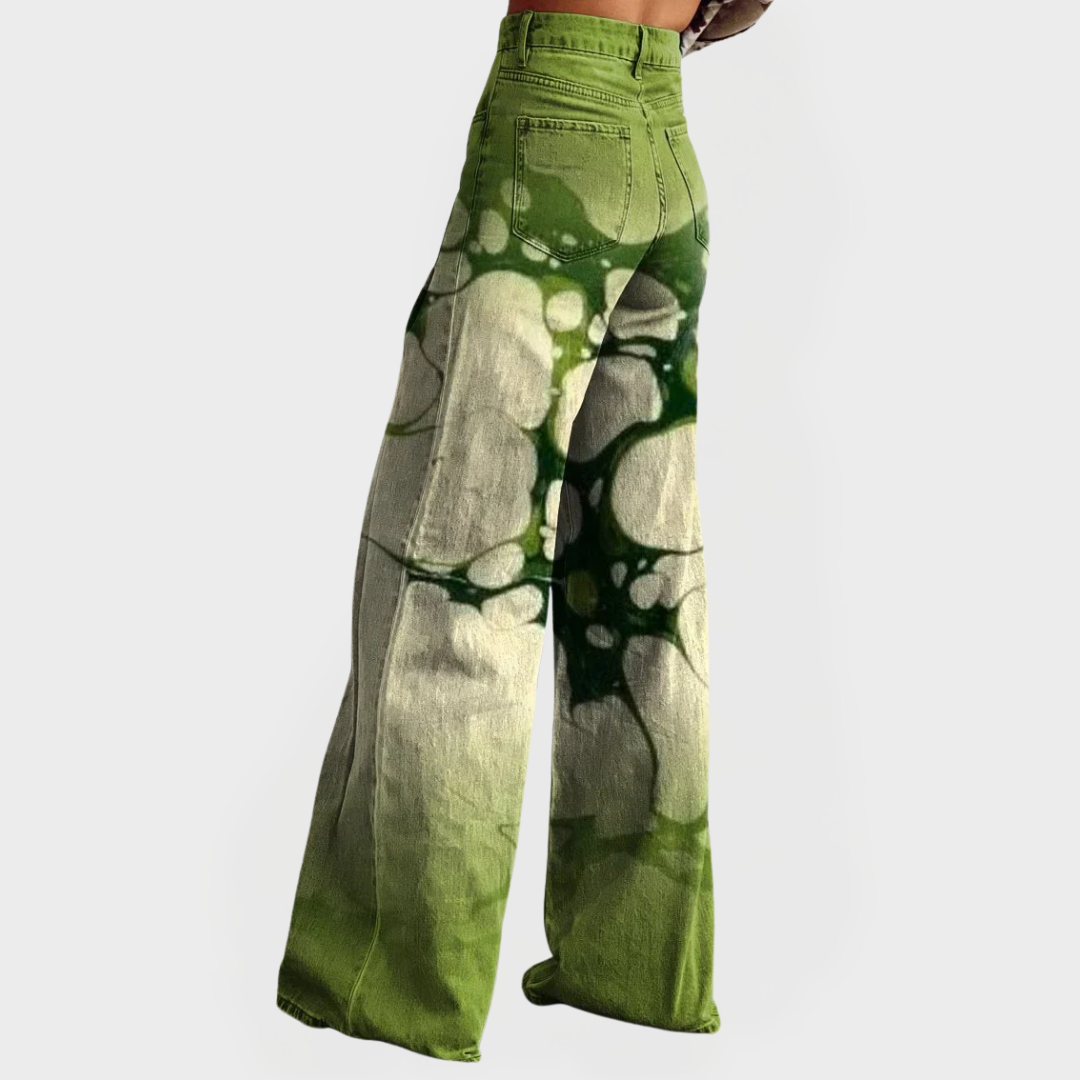 Jeans Artísticos Cómodos con Piernas Anchas