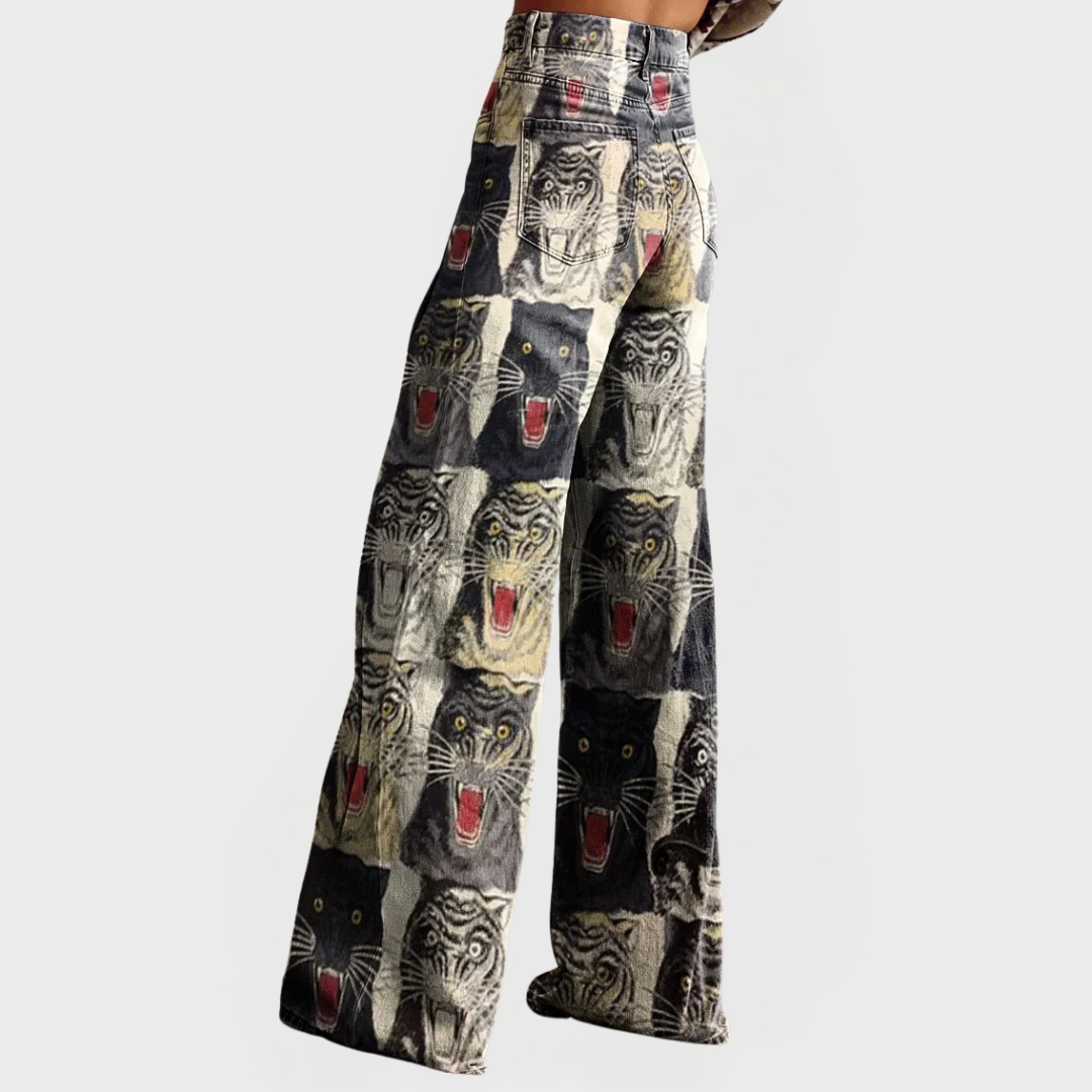Jeans Elegantes con Piernas Anchas y Ajuste Cómodo