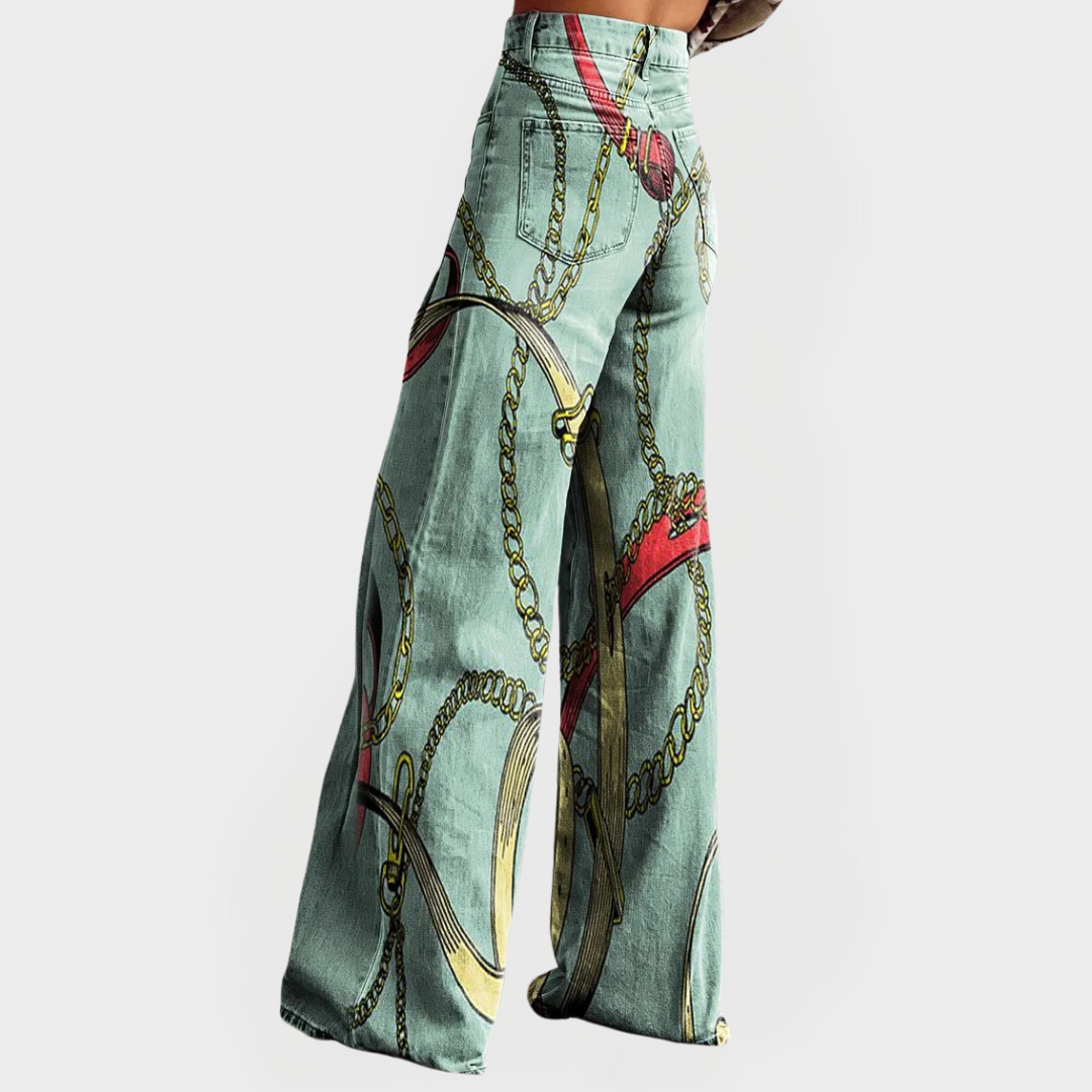 Jeans Elegantes de Cintura Alta con Piernas Anchas