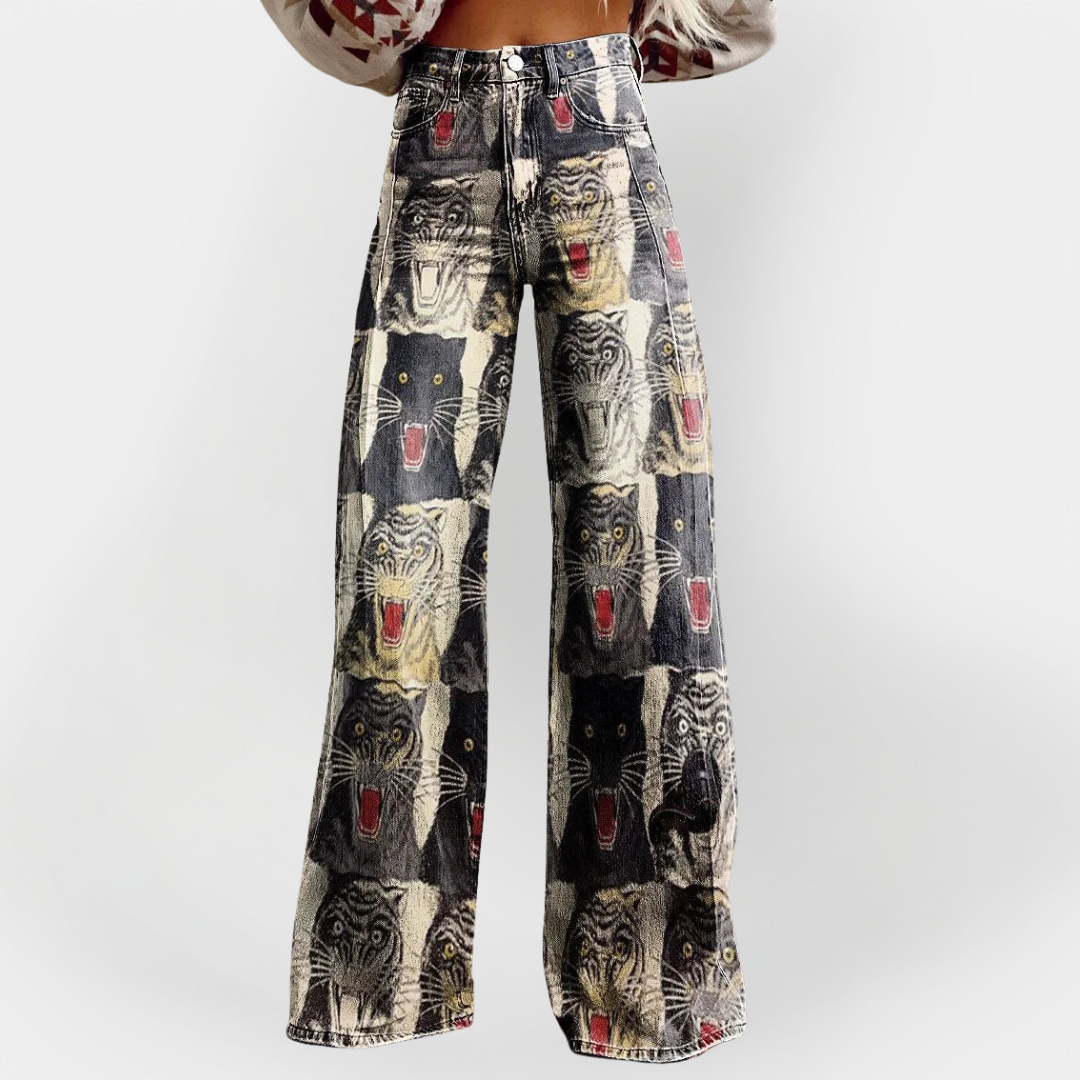 Jeans Elegantes con Piernas Anchas y Ajuste Cómodo
