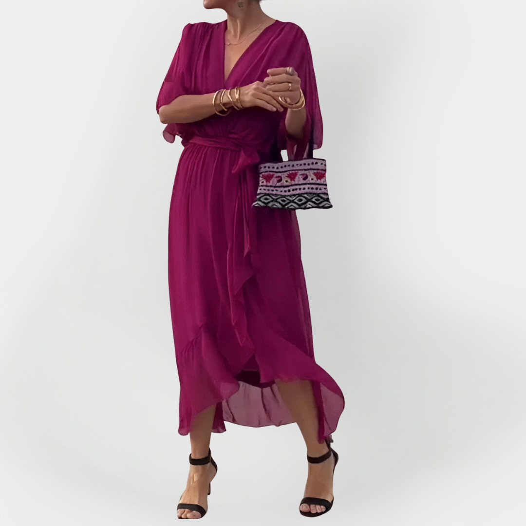 Vestido de Chiffon con Escote en V