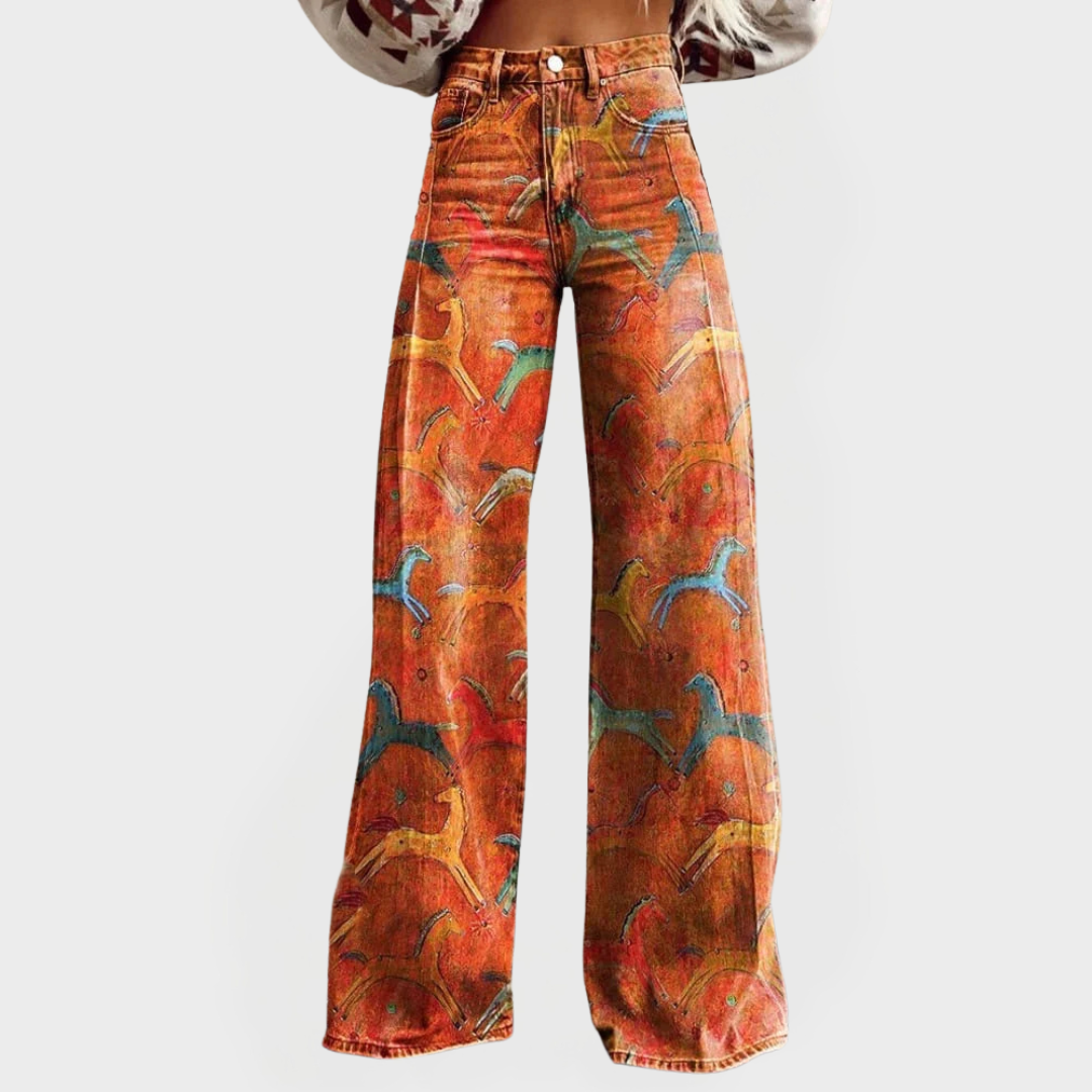 Jeans de Cintura Alta con Piernas Anchas para el Día a Día