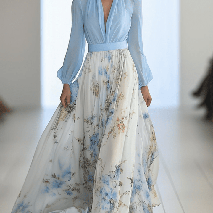 AURORA – SKY BLOOM ELEGANCE MAXI DRESS