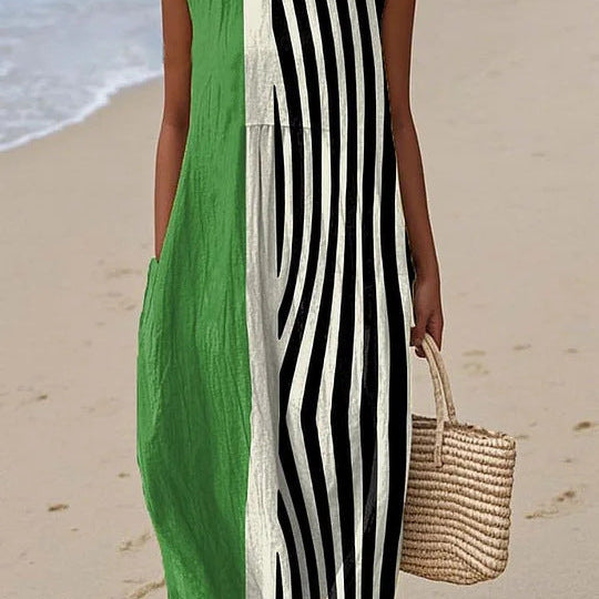 Menta | Vestido Midi Verde y Rayas